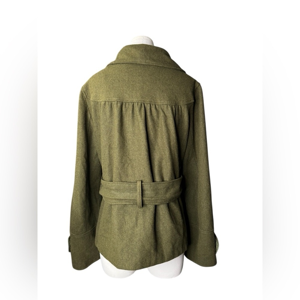 Hazel Wool Blend Olive Green Coat Jacket Size Large - Picture 4 of 8